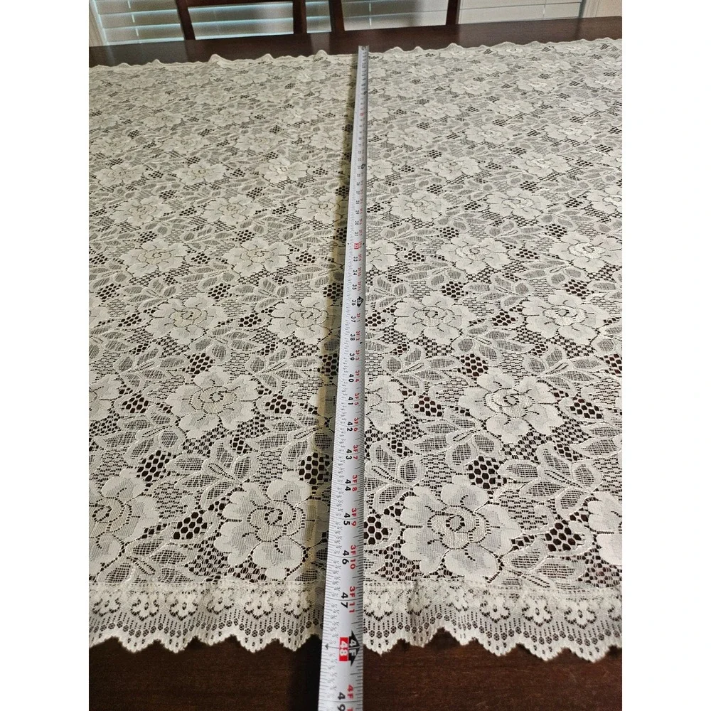 Vintage Lace Tablecloth Home Ivory Floral Scalloped Rectangle Vintage Style